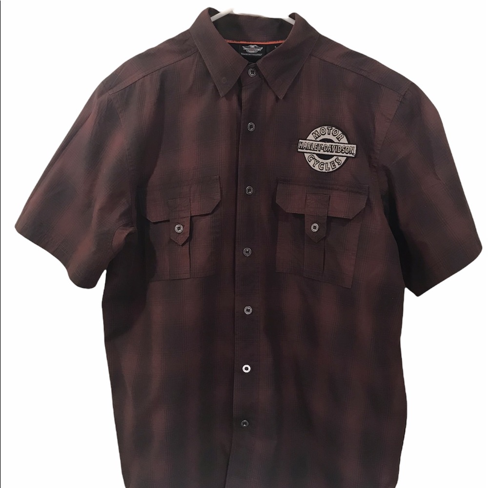 Vintage Men’s button front short sleeve Harley Davidson shirt